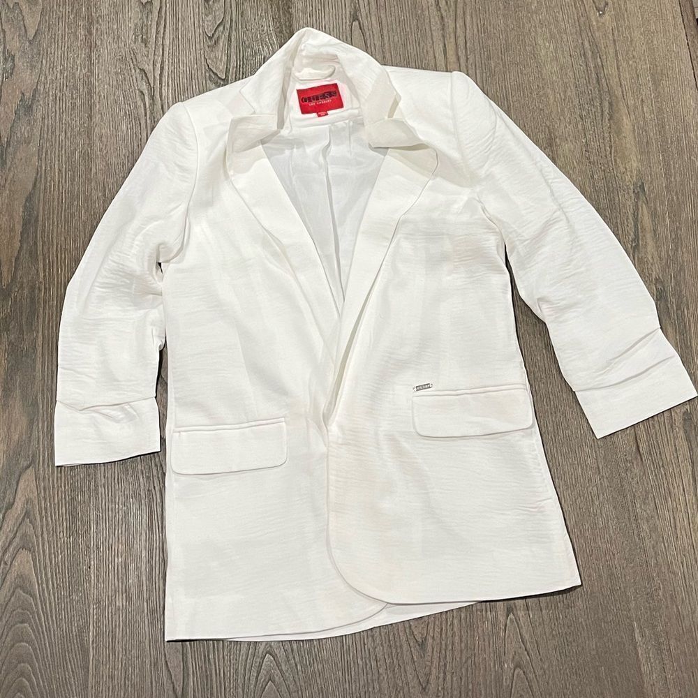 NWOT Guess Womens White Long Line Blazer Jacket Size XS